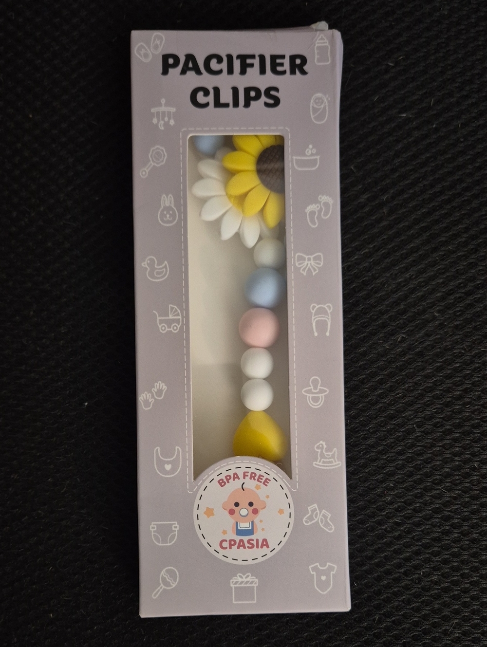 Yellow/White Daisy Pacifier Clips